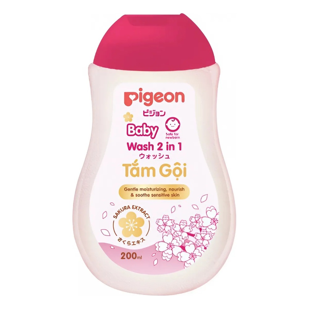 Sữa tắm gội trẻ em Pigeon 2 in1 chiết xuất Sakura  200ml
