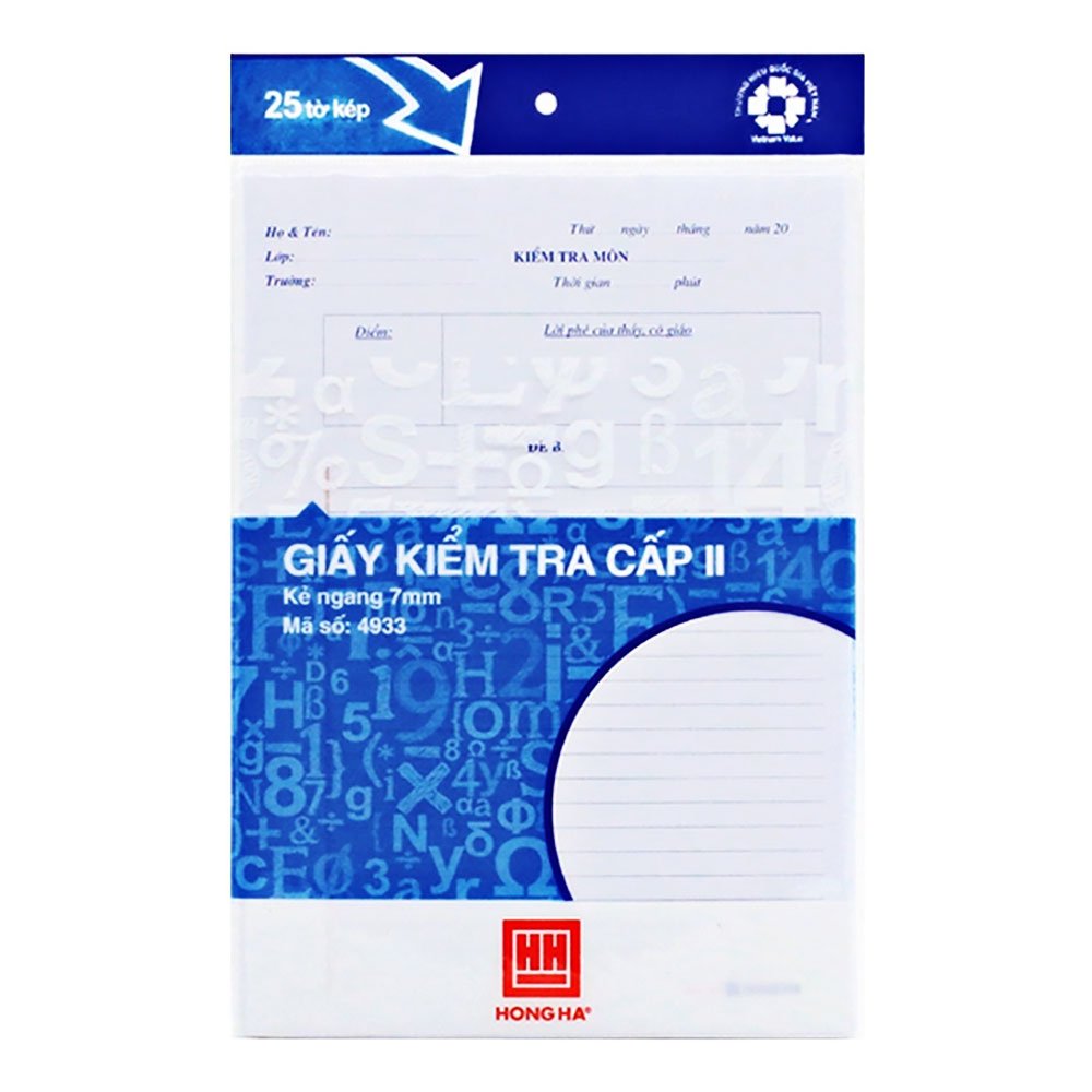 Giấy kiểm tra Hồng Hà cấp 2  