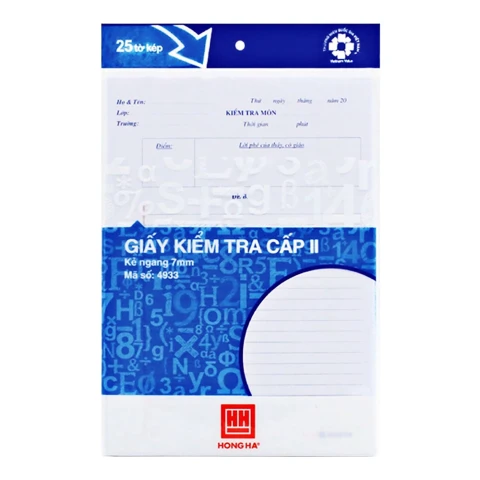 Giấy kiểm tra Hồng Hà cấp 2  