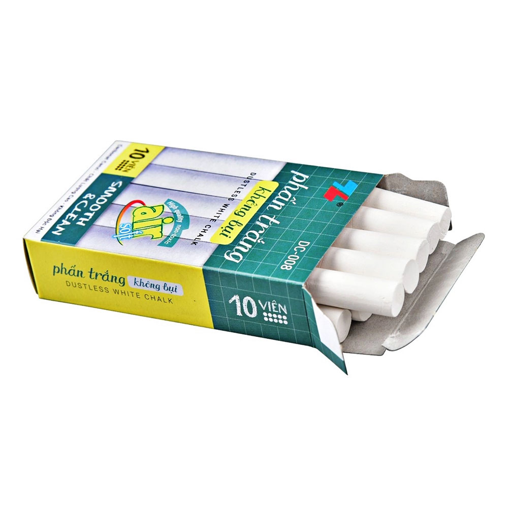 Phấn không bụi Thiên Long DC-008 (hộp 10 viên) trắng  