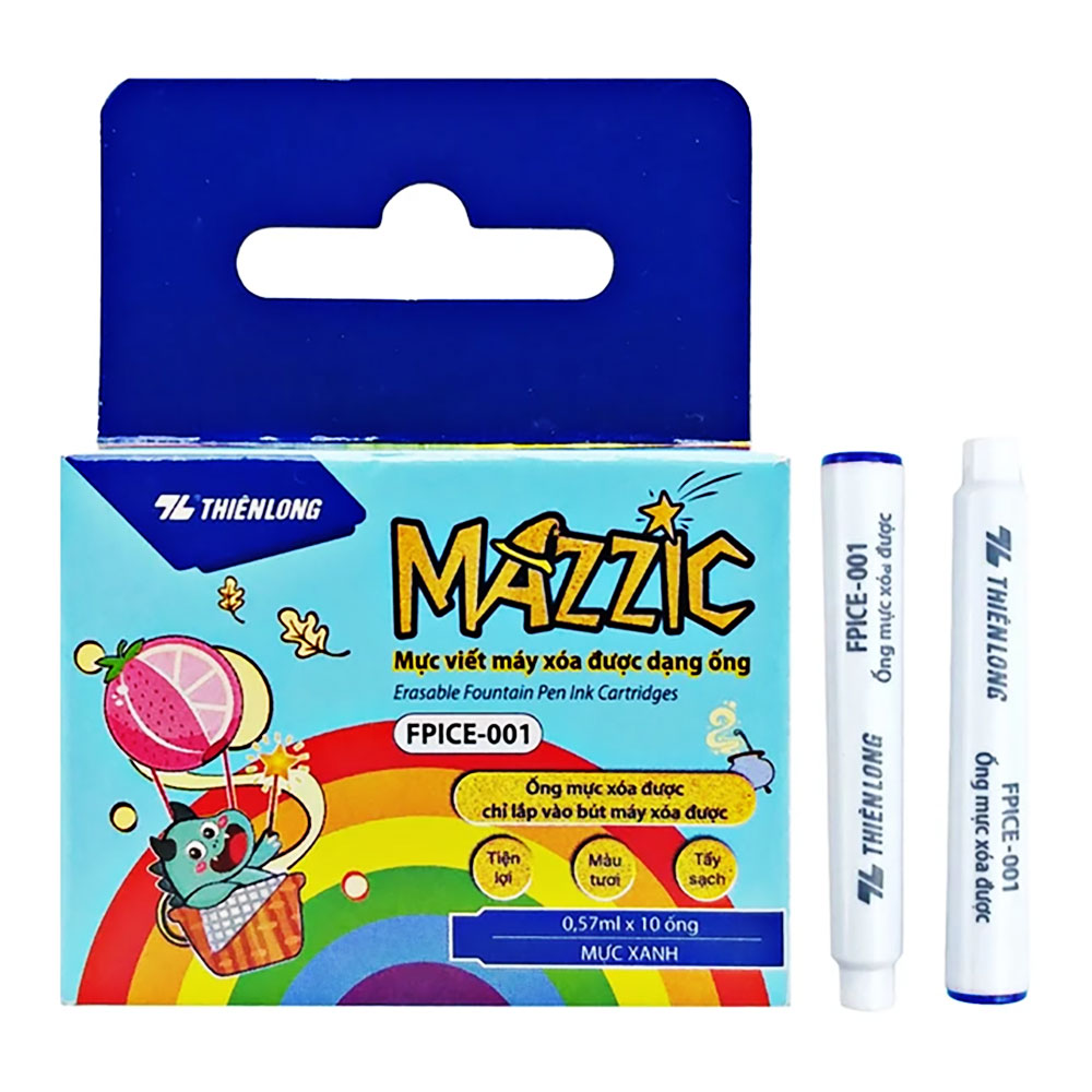 Ống mực xóa được Thiên Long FPICE-001 xanh hộp 10  