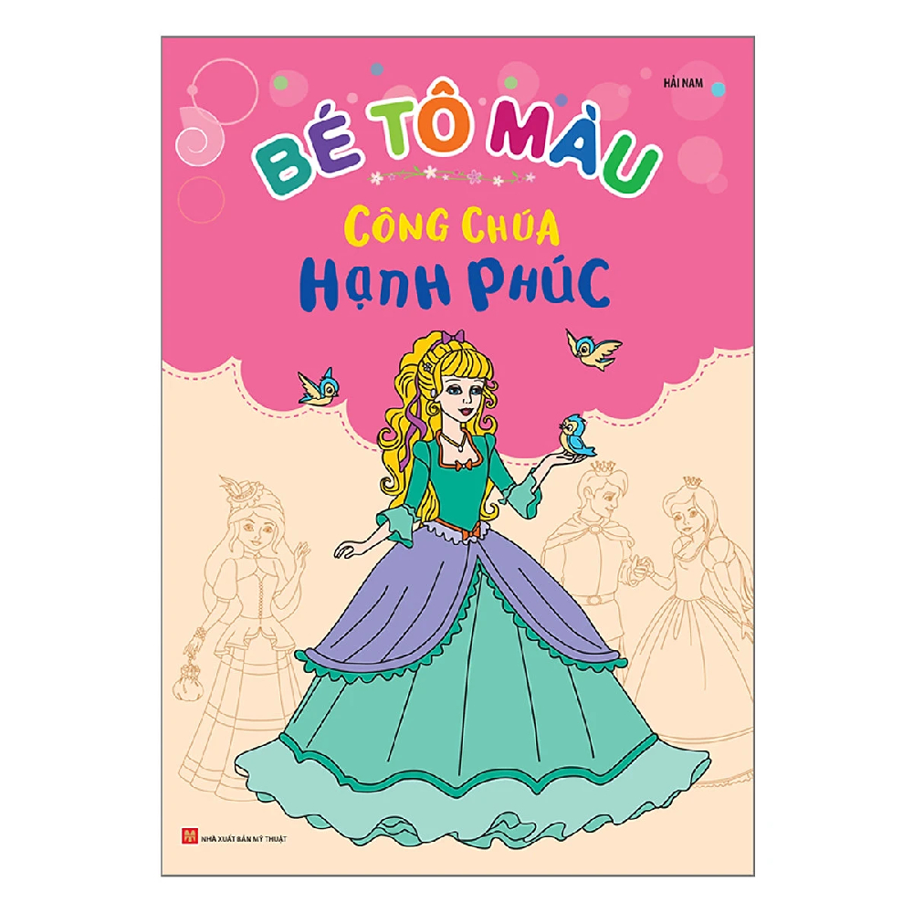 Bé tô màu công chúa hạnh phúc