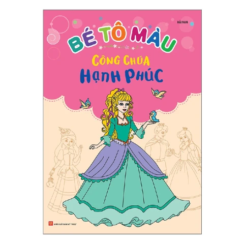 Bé tô màu công chúa hạnh phúc