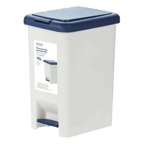 Thùng rác đạp  hiro  chữ nhật có lõi 15L 