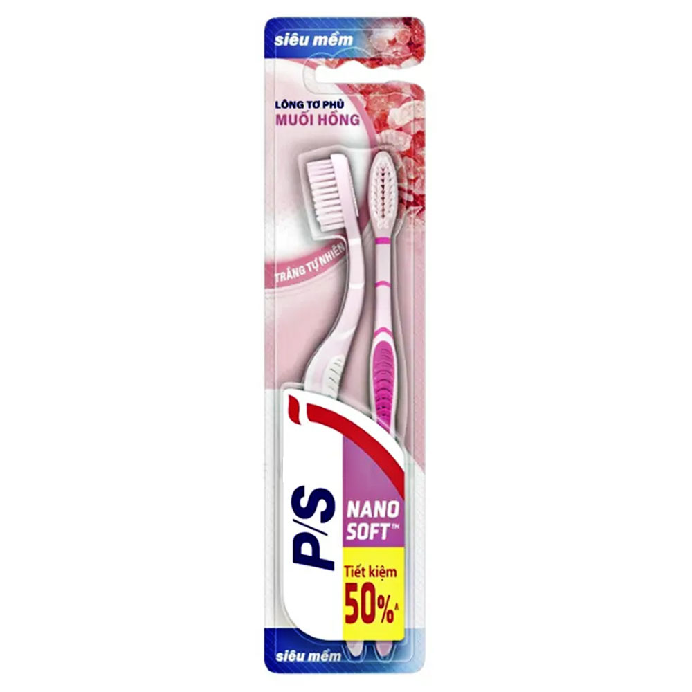 Bàn chải đánh răng PS muối đá Himalaya vỉ 2 chiếc