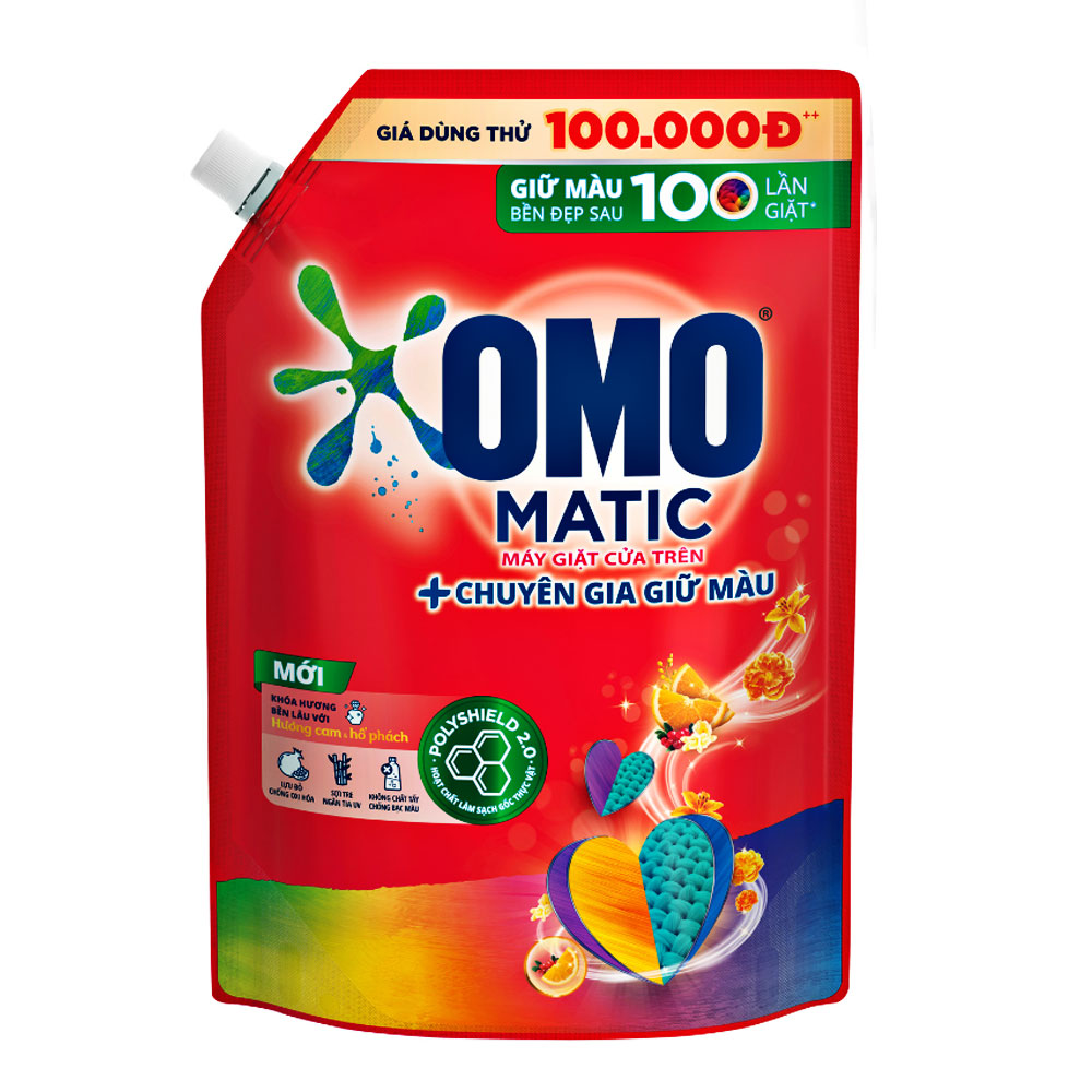 Nước giặt Omo giữ màu cửa trên túi 1.8kg