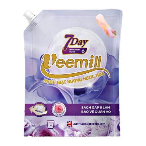 Nước giặt Veemill  hương nước hoa chiết xuất  hoa hồng 3.6L