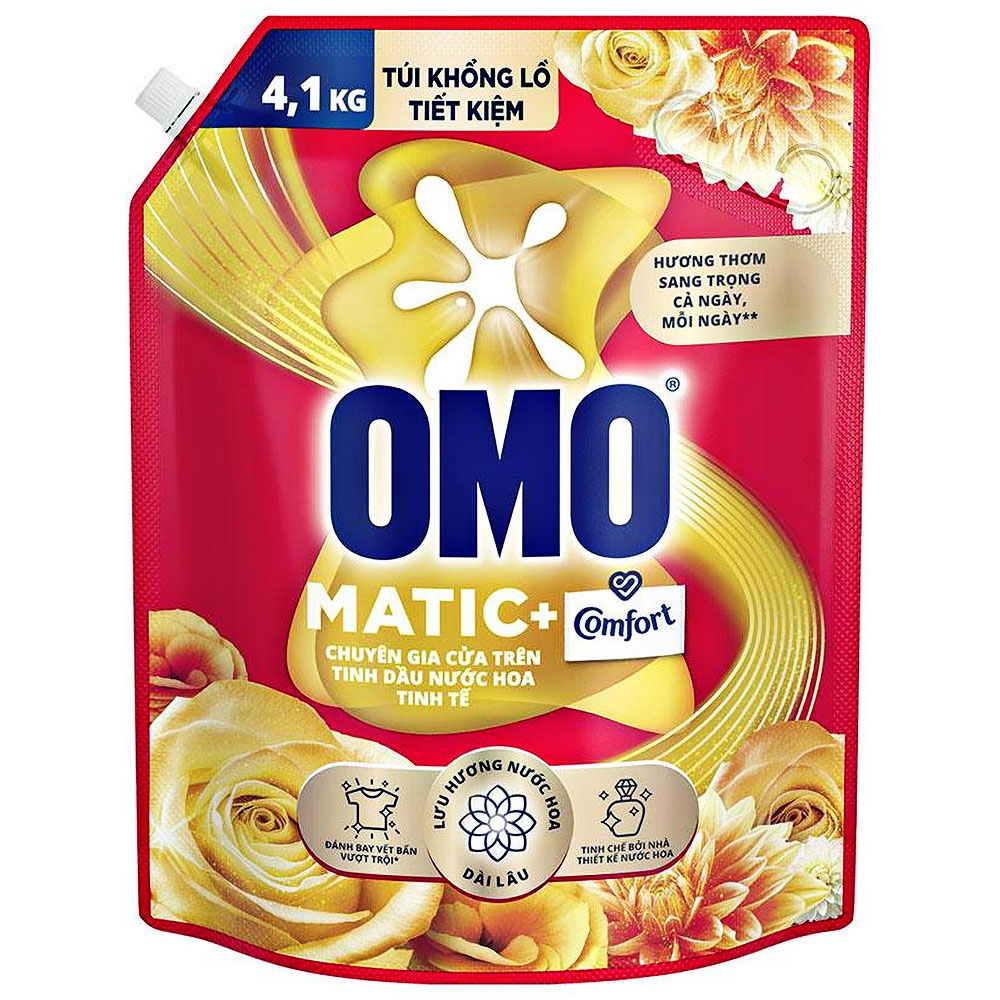 Nước giặt OMO  Cửa Trên Tinh Dầu N.Hoa Tinh Tế 3.8kg/4 túi