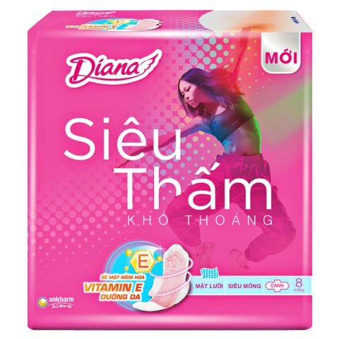 Băng vệ sinh Dianasiêu thấm siêu mỏng cánh   8 miếng