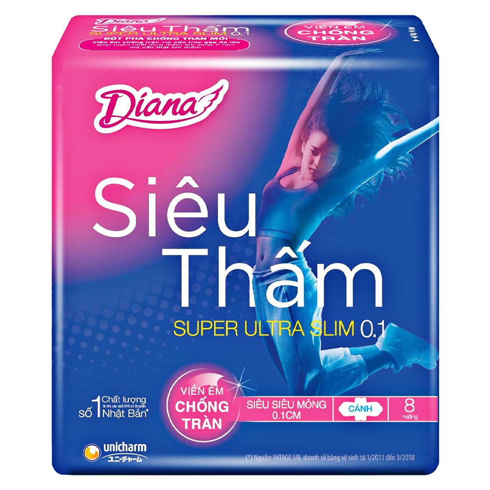 Băng vệ sinh Diana siêu mỏng cánh 0.1  8 miếng
