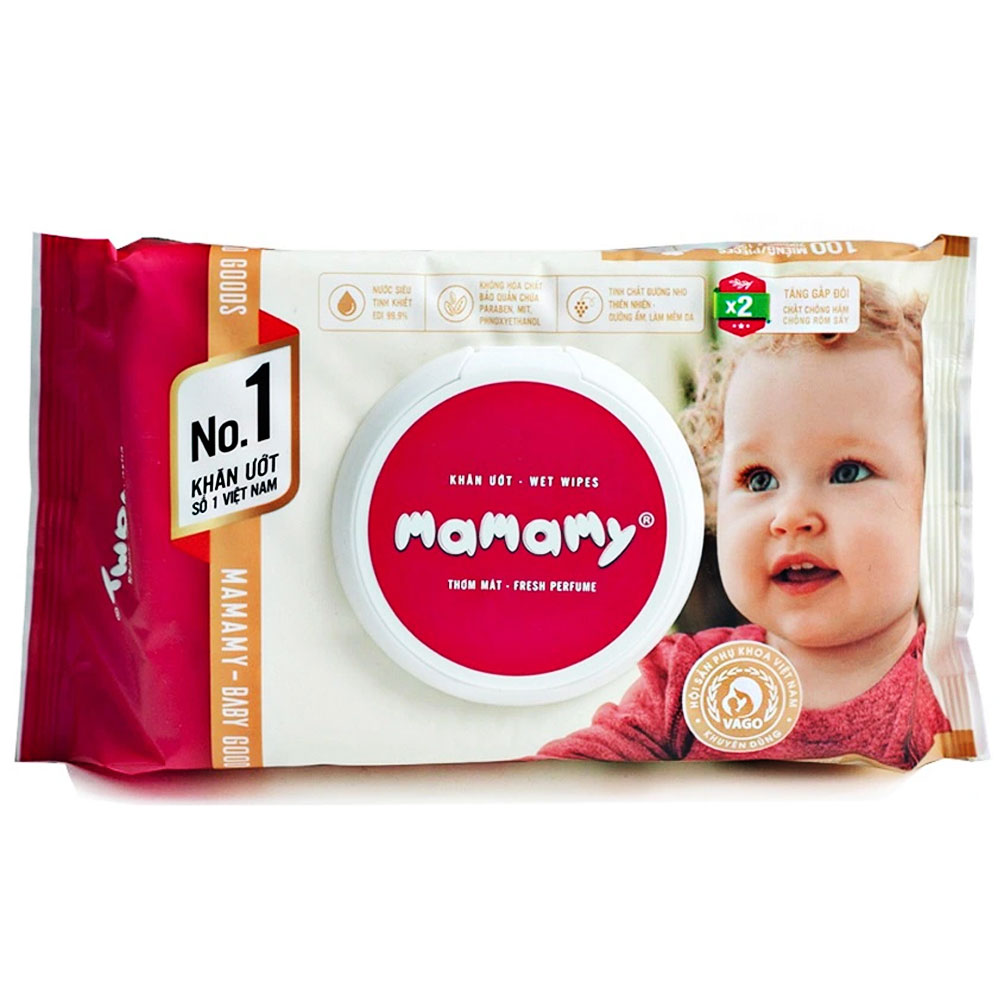 Khăn ướt  Mamamy có mùi  100 tờ 