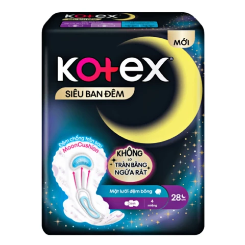 Băng vệ sinhKotex Style lưới siêu thấm  đêm dày cánh 28cm  4 miếng 
