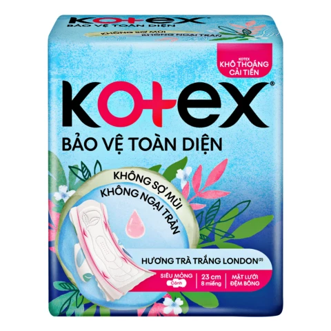 Băng vệ sinhKotex  Bảo Vệ Toàn Diện siêu mỏng cánh 23 cm 8 miếng 