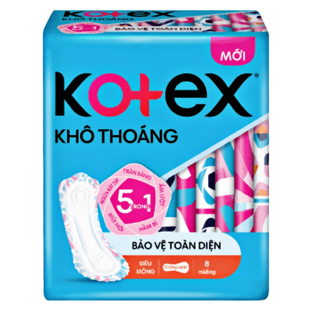 Băng vệ sinhKotex khô thoáng Maxi không cánh 23cm  8 miếng 