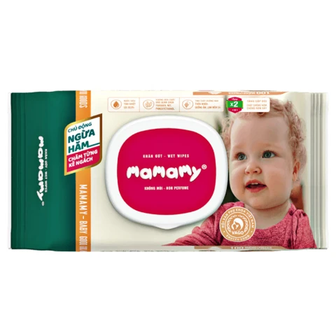 Khăn ướt  Mamamy 100 tờ có nắp ko mùi x2 + khuyến mại