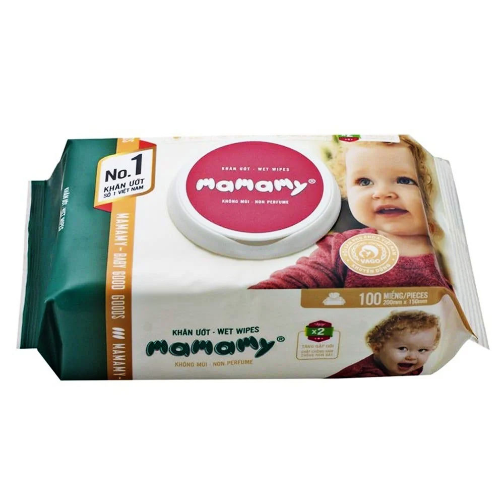 Khăn ướt  Mamamy 80 tờ có nắp không mùi x2 + khuyến mại