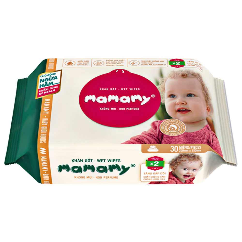 Khăn ướt  Mamamy không mùi 30 tờ