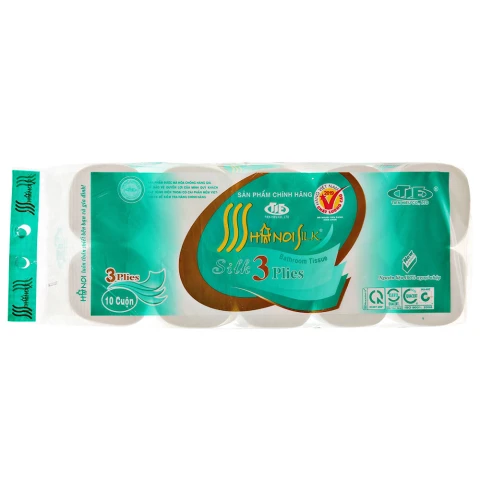 Giấy vệ sinh Hà nội  3 lớp xanh không lõi 10 cuộn 42 mét  1.7kg