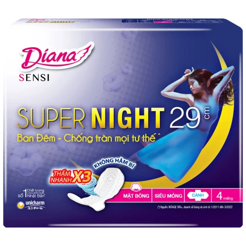 Băng vệ sinh Diana Sensi night có cánh 29cm  4 miếng 