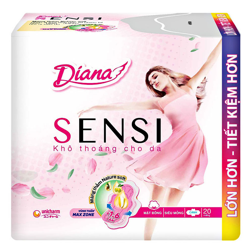 Băng vệ sinh Diana Sensi da nhạy cảm siêu mỏng cánh  8 miếng 