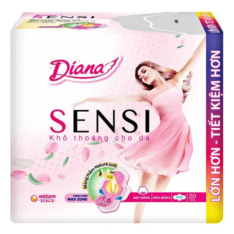 Băng vệ sinh Diana Sensi da nhạy cảm siêu mỏng cánh  8 miếng 