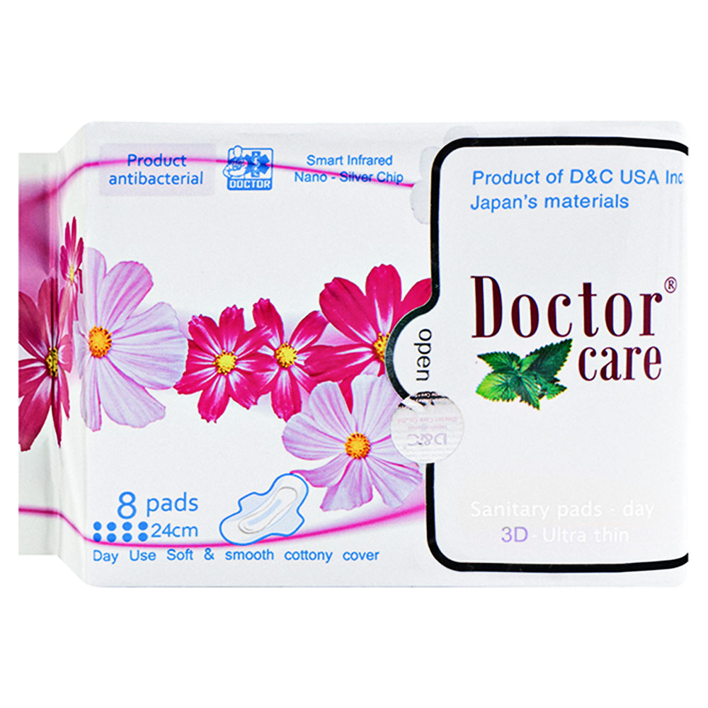 Băng vệ sinh Doctor care thảo dược bạc hà siêu mỏng cánh  8 miếng