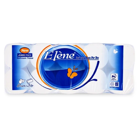 Giấy vệ sinh Elene xanh 3 lớp không lõi  10 cuộn