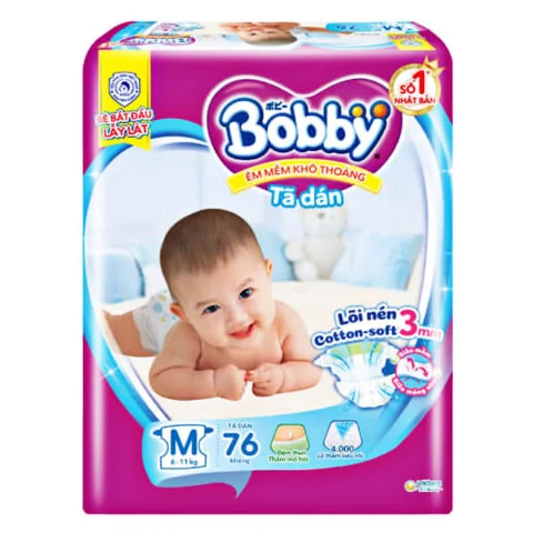 Tã bỉm dán  Bobby  siêu mỏng M76