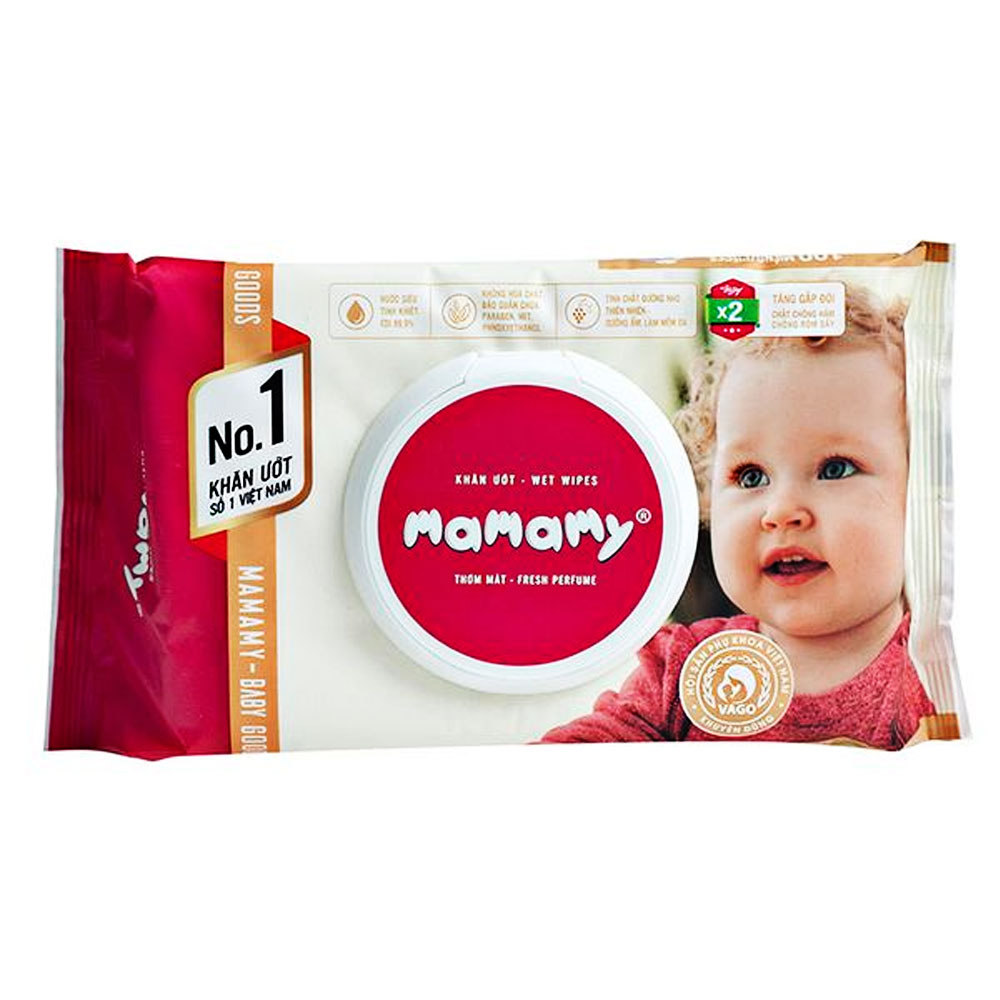 Khăn ướt  Mamamy 100 tờ có nắp mùi x2+ khuyến mại