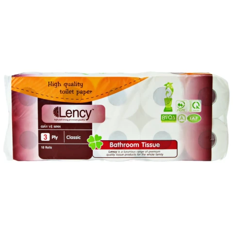 Giấy vệ sinh Lency nâu 3 lớp không lõi  10 cuộn 