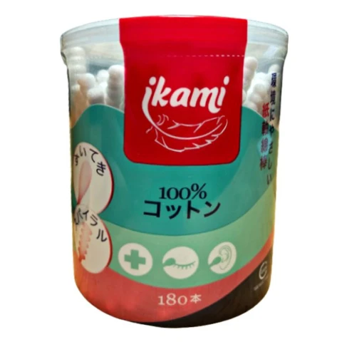 Tăm bông Ikami hộp 1 đầu xoắn 1 đầu thường IK0003 180 que