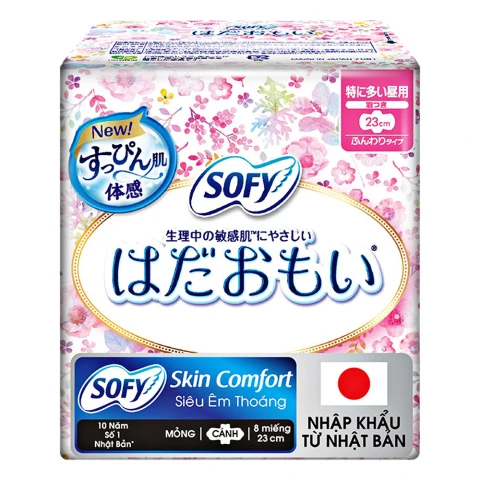 Băng vệ sinh Sofy  Skin comfort cánh 23cm 8 Miếng 8 miếng 