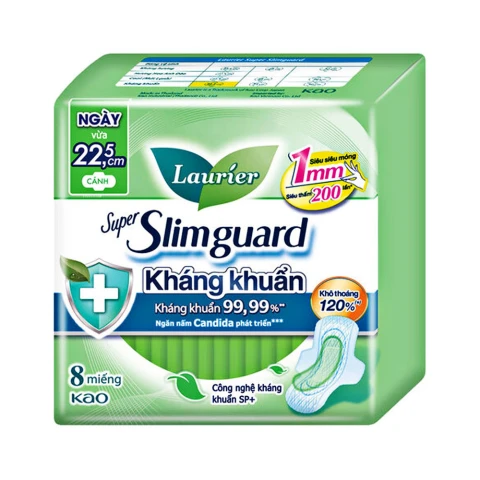 Băng vệ sinh Laurier  Siêu mỏng bảo vệ 1mm kháng khuẩn 22.5cm  8 miếng 