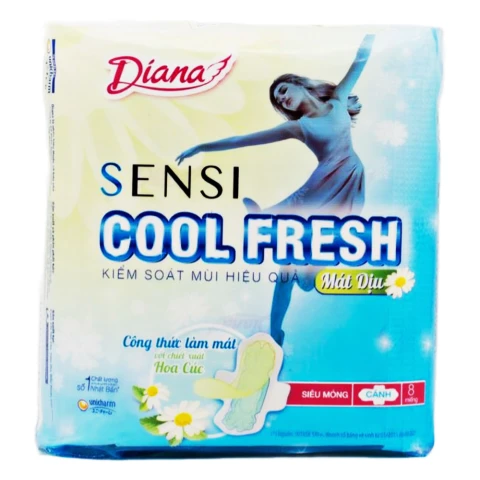 Băng vệ sinh Diana  SenSi Cool Fresh mát dịu siêu mỏng cánh  8 miếng 