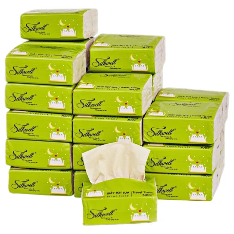 Giấy ăn  Silkwel Brown rút lụa 3 lớp  100 tờ 