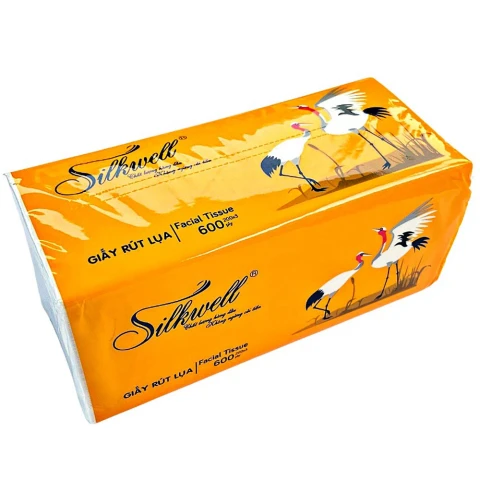 Giấy ăn  Silkwel rút lụa sếu vàng  3 lớp x2+ khuyến mại 200 tờ