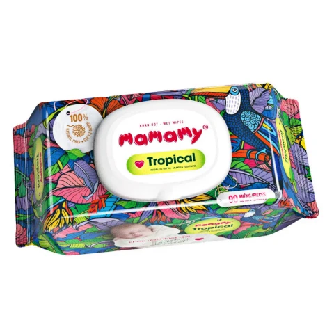 Khăn ướt  Mamamy Tropical 90 tờ tinh dầu cúc vạn thọ mua 1 tặng 1 gói 60 tờ