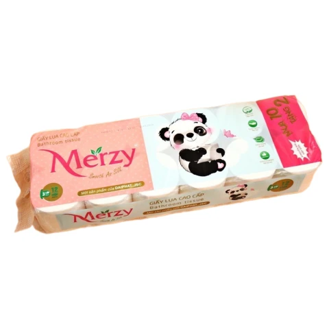 Giấy vệ sinh  Merzy 12 cuộn ko lõi xanh