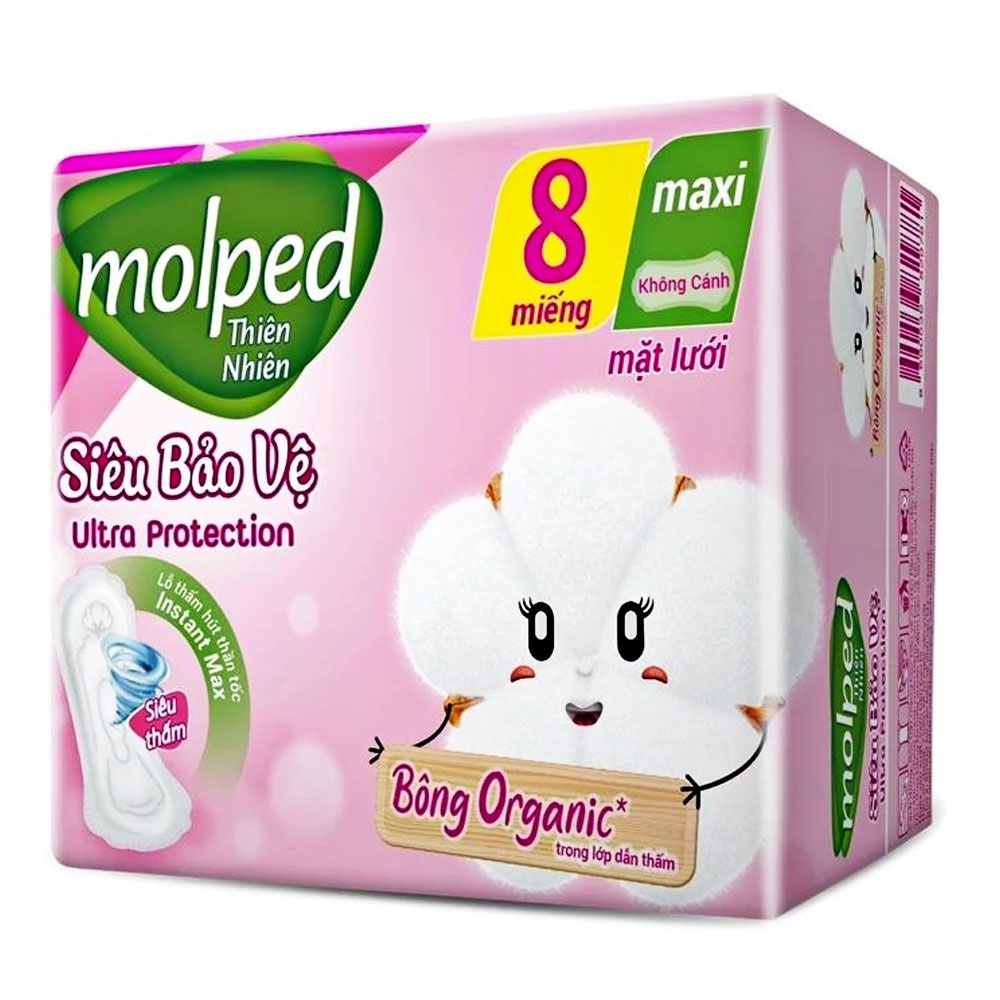 Băng vệ sinh Molped thiên nhiên siêu bảo vệ Maxi cánh 8 miếng 