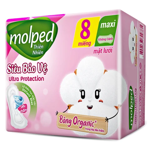 Băng vệ sinh Molped thiên nhiên siêu bảo vệ Maxi không cánh  8 miếng 