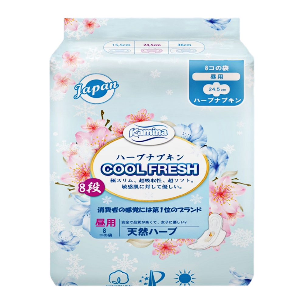 Băng vệ sinh Kamina thảo dược Cool Fresh ban ngày 24.5cm  8 miếng 