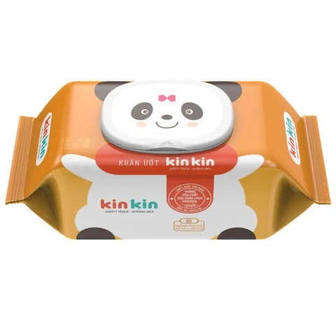 Khăn ướt  Kin kin không mùi nắp bầu dục gấu cam  80 tờ 