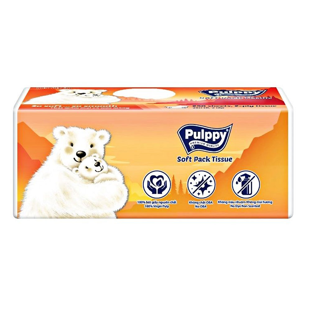 Giấy ăn Pulppy 3 lớp rút gói  100 tờ 