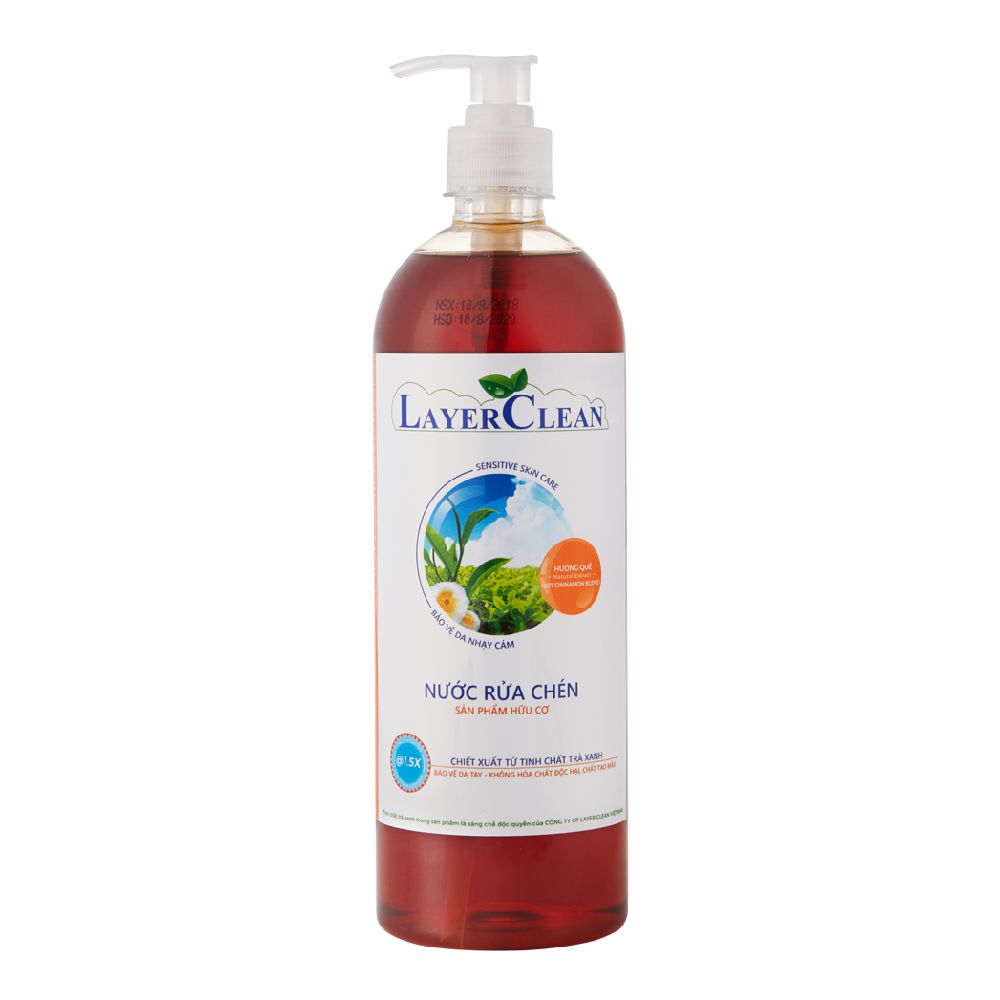 Nước rửa chén hữu cơ Layer Clean hương quế 800ml
