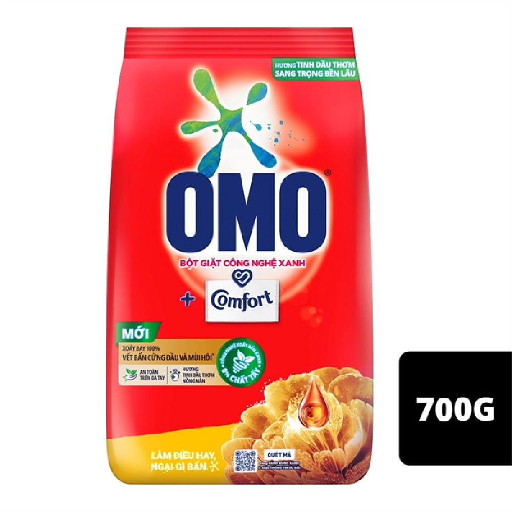 Bột giặt Omo  Comfort tinh dầu thơm nồng nàn sang trọng bền lâu 700g