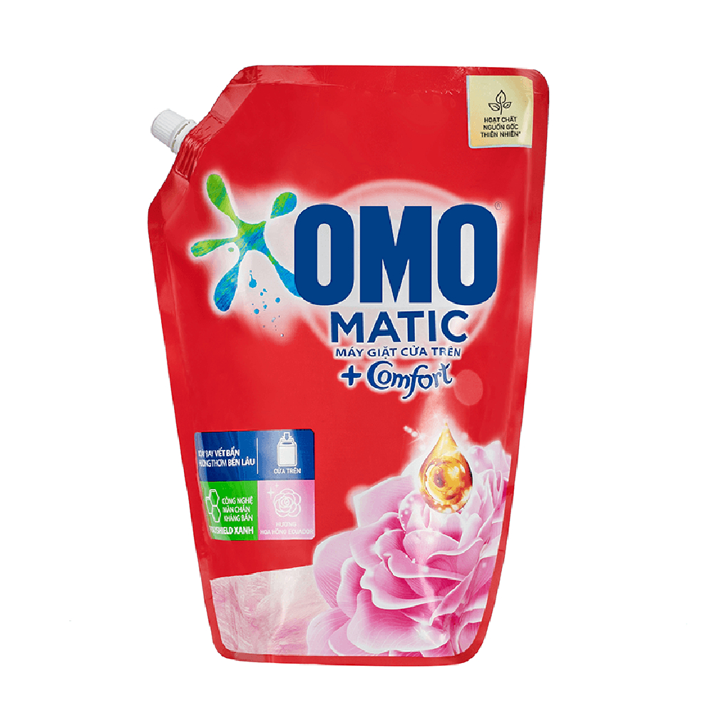 Nước giặt Omo comfort cửa trên hoa hồng túi  1.8kg