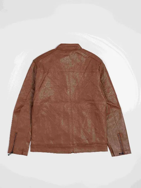 Áo khoác da nam 6212 nâu size XL . S16