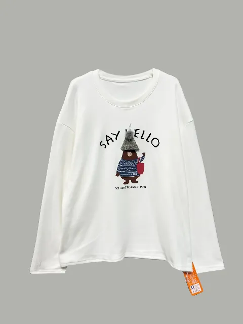 Áo phông dài tay nữ dáng rộng 9995 ghi Đ2QC14