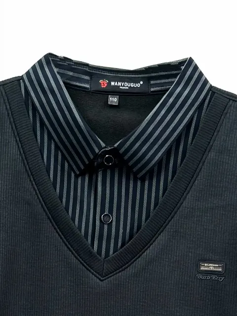 Áo len nam pha cổ bẻ 8609 đen  size 50 .QC10