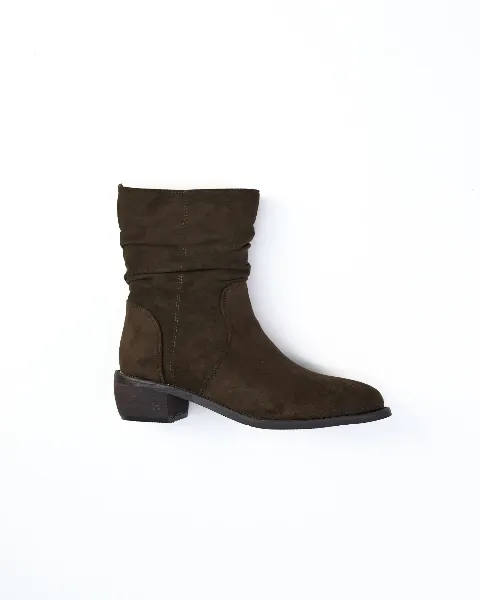 Bốt nữ da lộn nhỡ 7701 đen N07 size39